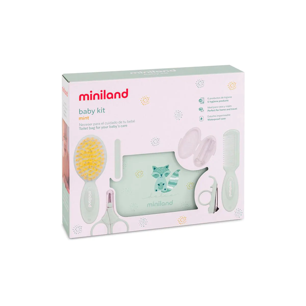 Miniland - Beauty-case con 6 accessori menta