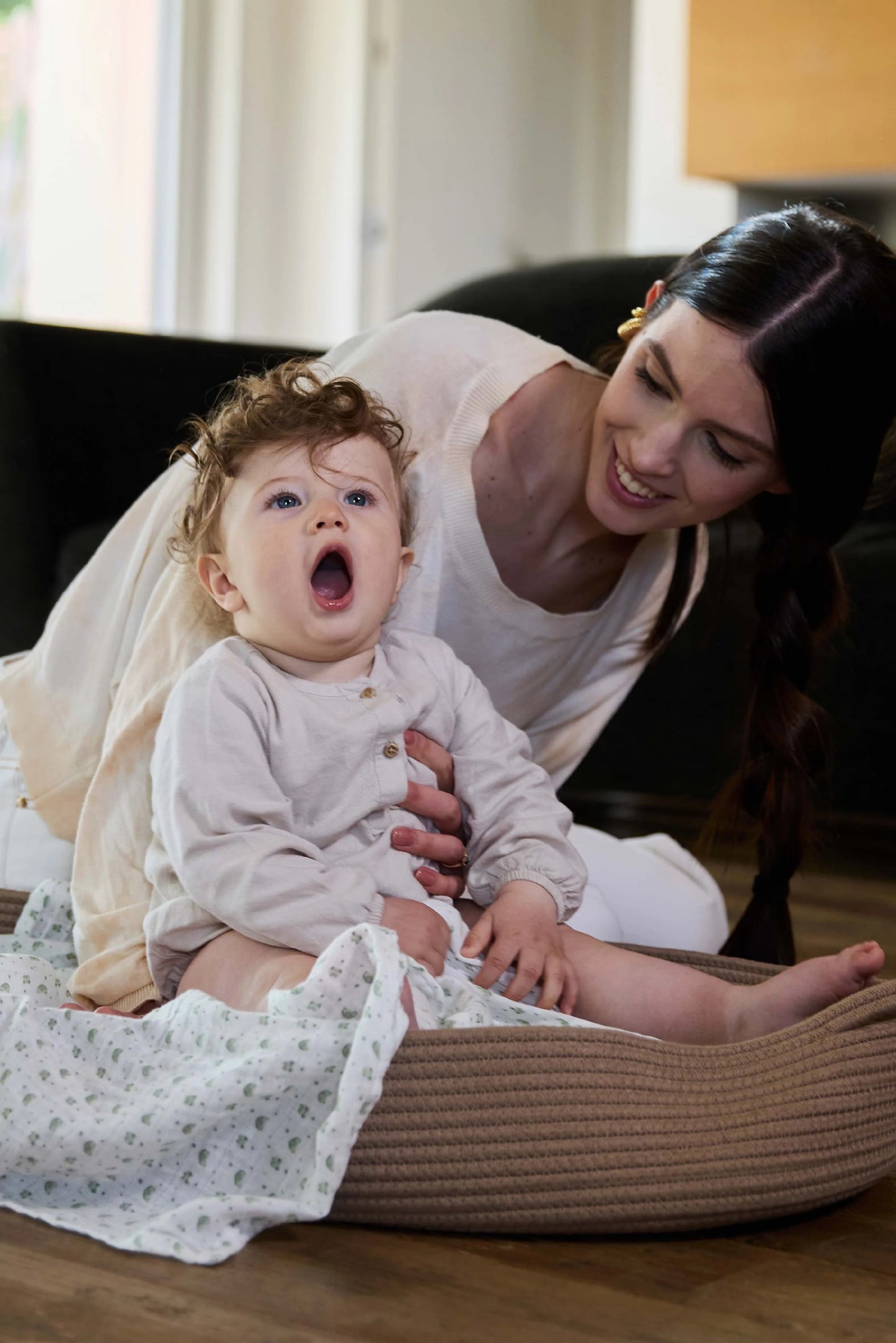 Set da 3 mussole, sage green - 80x80cm