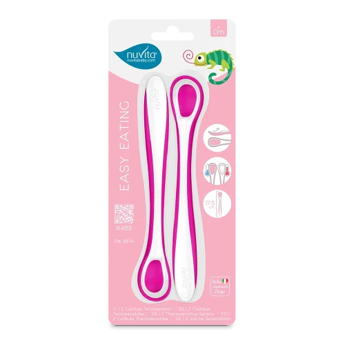 Nuvita - 2 cucchiai termosensibili rosa