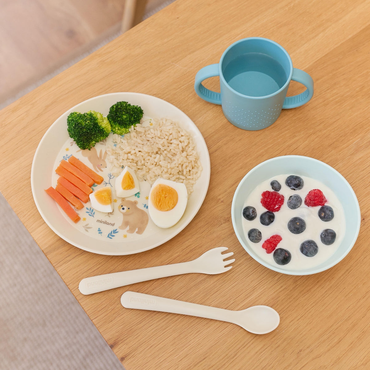 Miniland - Set pappa Dreamland – set apparecchiato con verdure, riso, yogurt e frutti di bosco