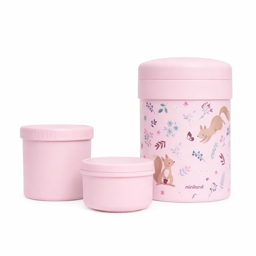 Miniland - Thermos portapappa Squirrel da 700ml – thermos con i due contenitori interni