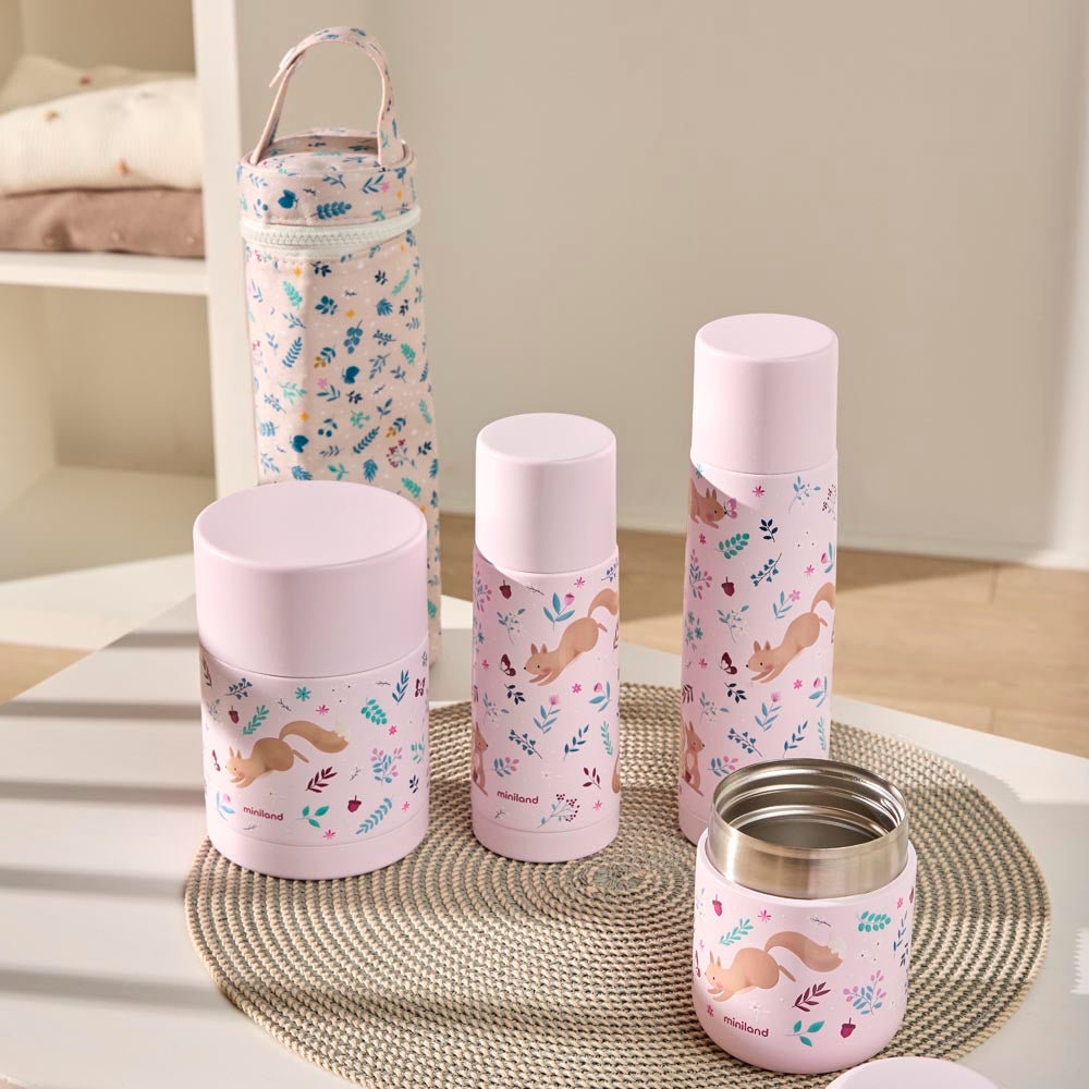 Miniland - Thermos portapappa Squirrel da 700ml – set di thermos e portapappa Squirrel con borsa termica
