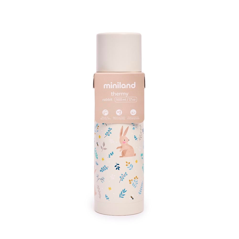 Miniland - Thermos per liquidi Rabbit da 500ml – thermos con fascetta della confezione originale (Thermy 500 ml)