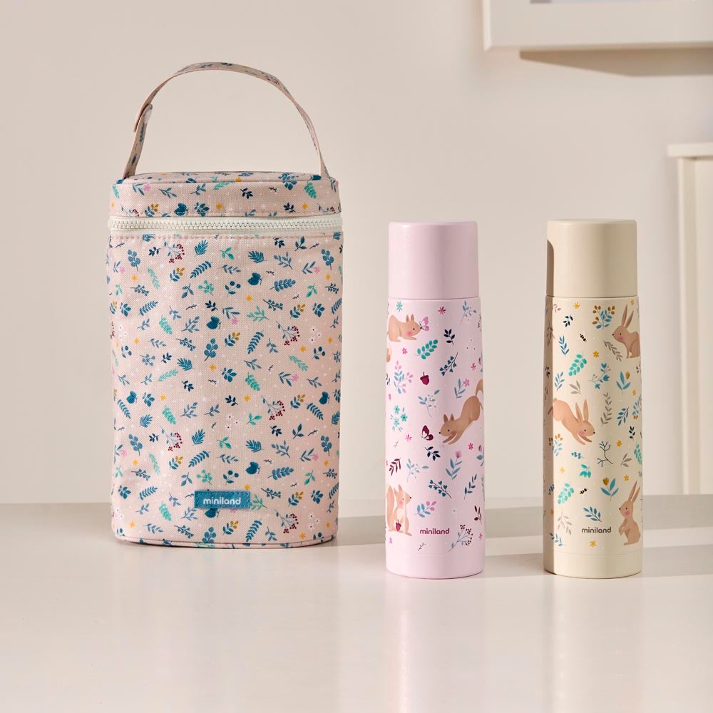 Miniland - Thermos per liquidi Rabbit da 500ml – borsa termica con i thermos Squirrel e Rabbit