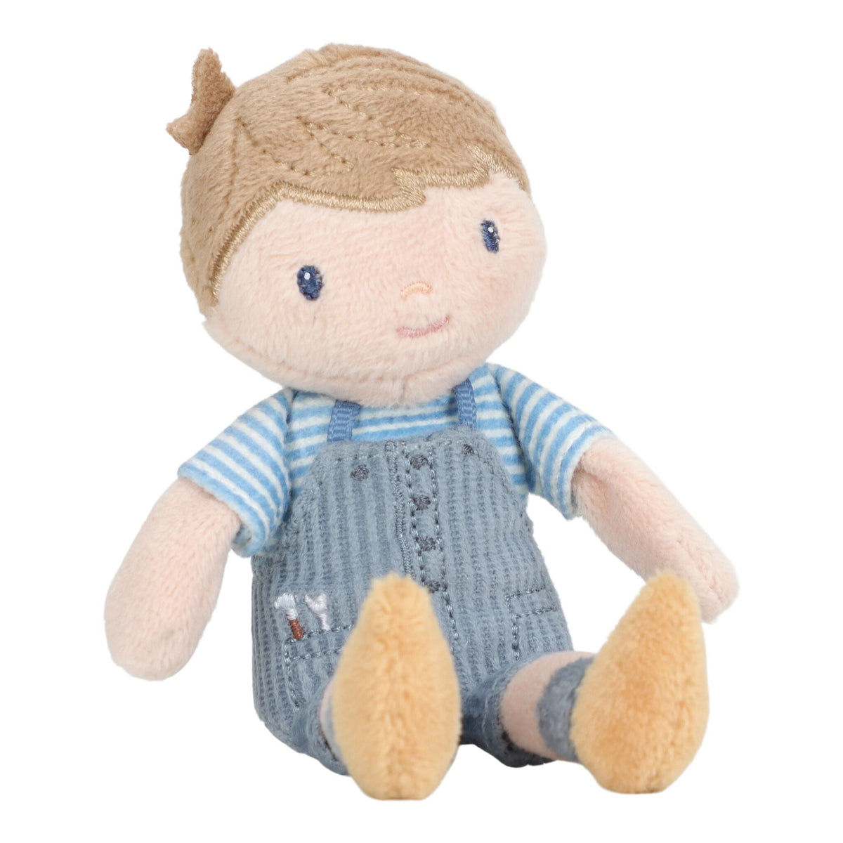 Little Dutch - Bambola morbida Jim 10cm – bambola seduta su sfondo bianco