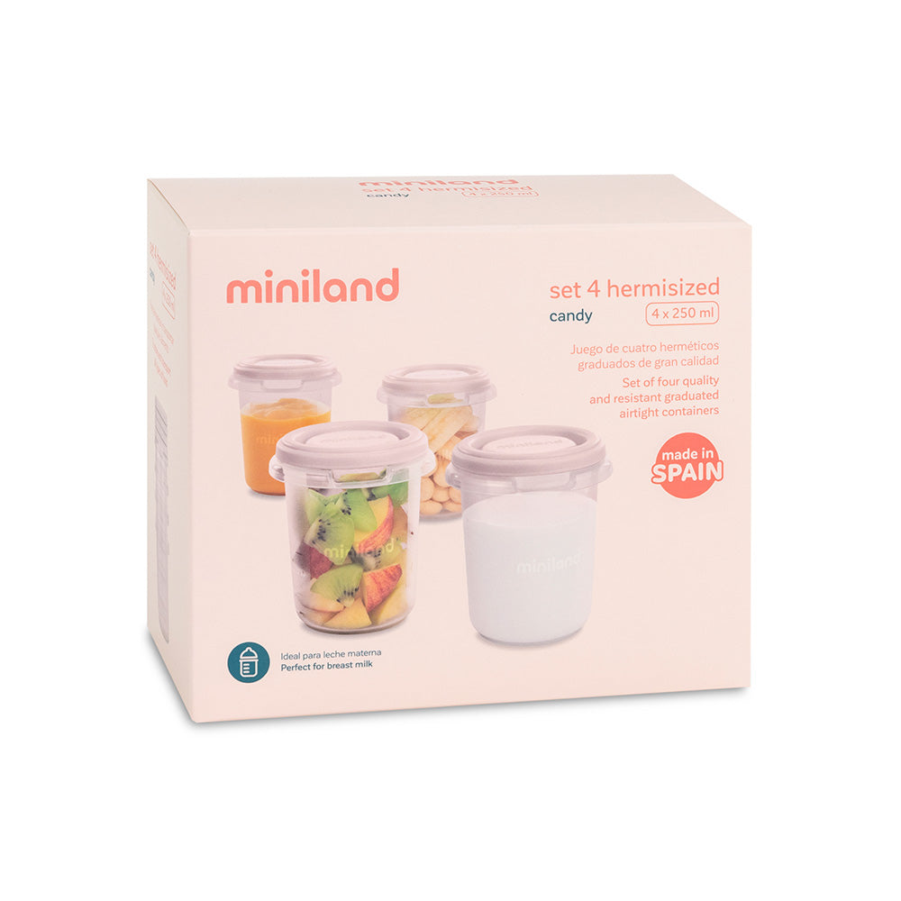 Miniland - Set 4 contenitori ermetici candy – nella confezione originale