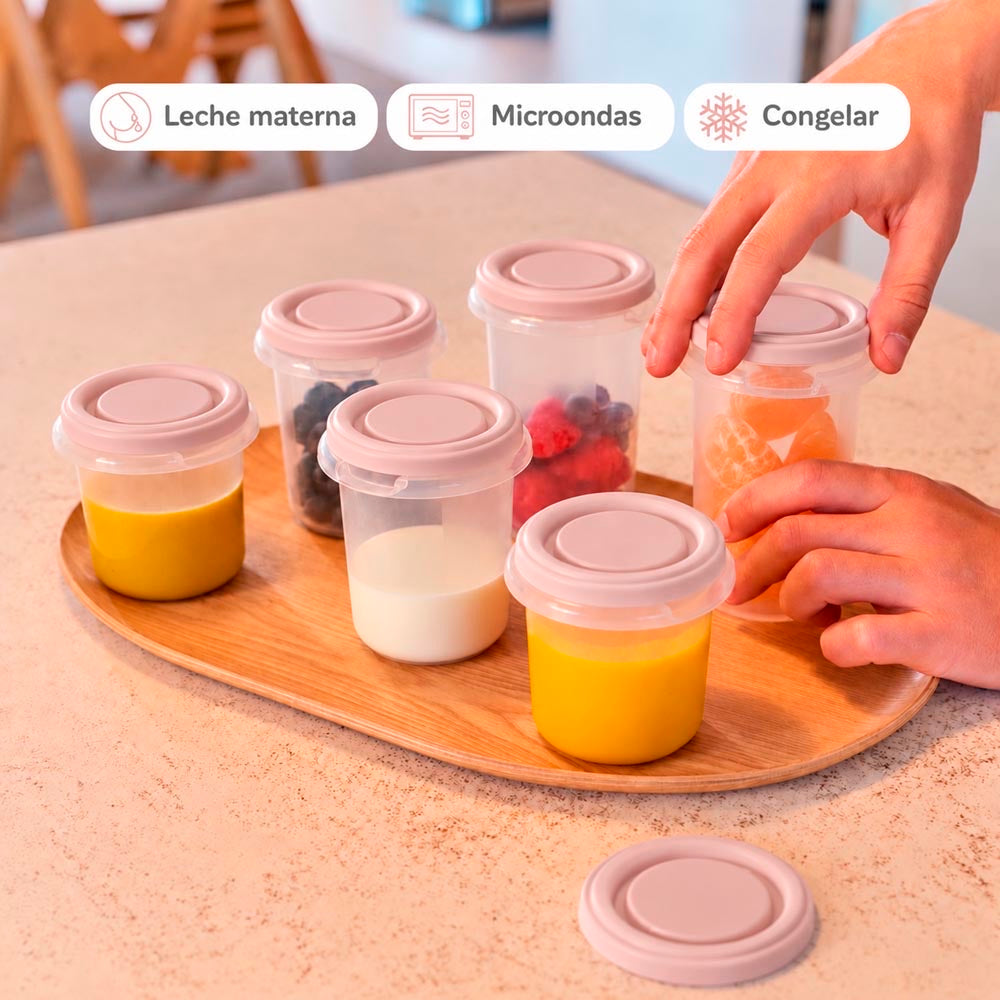 Miniland - Set 4 contenitori ermetici candy – contenitori con pappe e latte: adatti a latte materno, microonde e congelatore