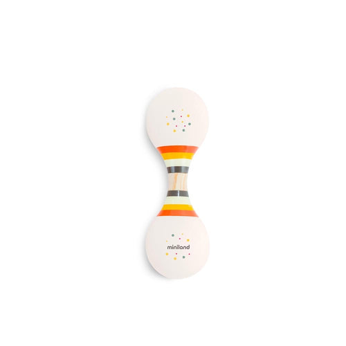 Miniland - Soft duo rattle – doppio sonaglio su sfondo bianco