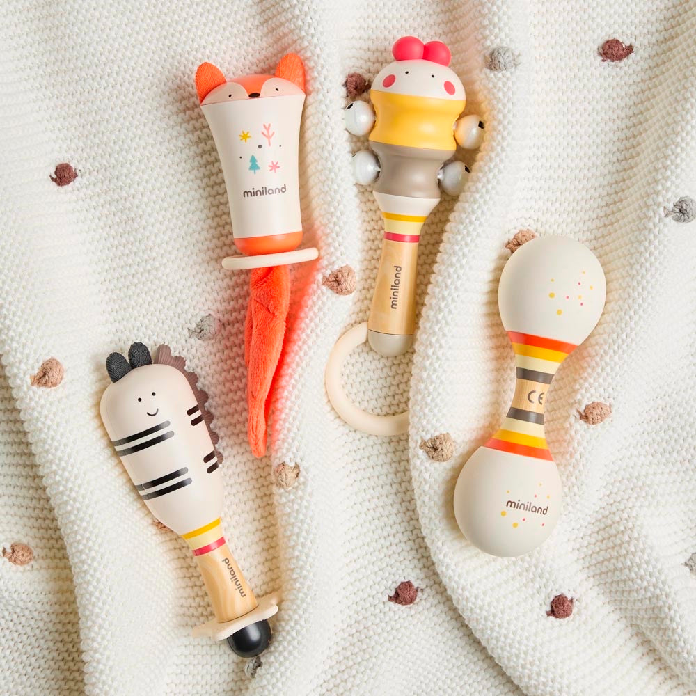 Miniland - Soft duo rattle – insieme agli altri sonagli della linea Miniland