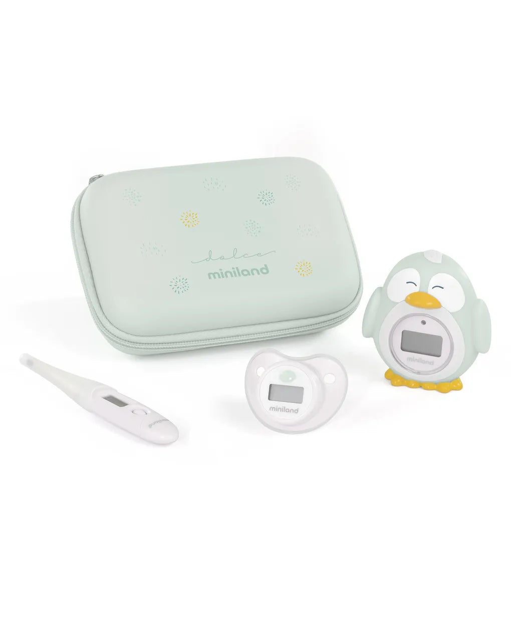 Miniland - Set di 3 termometri con astuccio menta