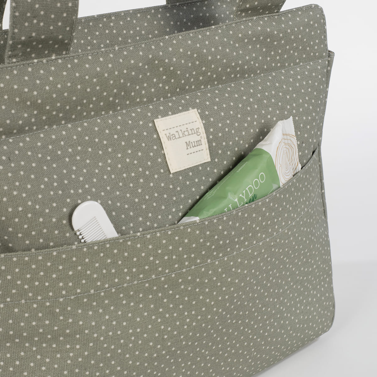Walking Mum - Borsa fasciatoio pois poppy muschio