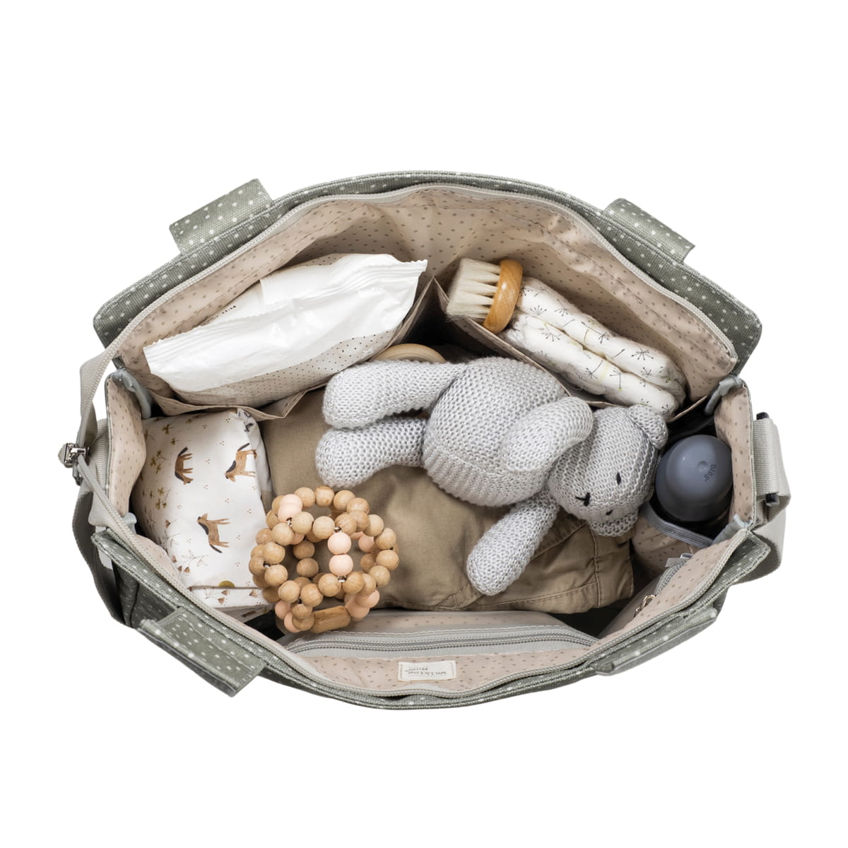 Walking Mum - Borsa fasciatoio pois poppy muschio
