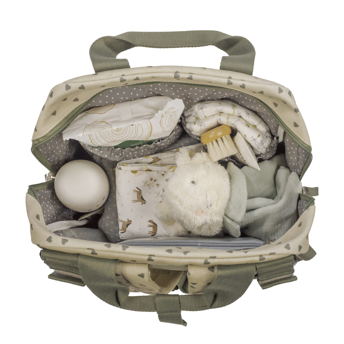 Walking Mum - Zaino cuori poppy muschio