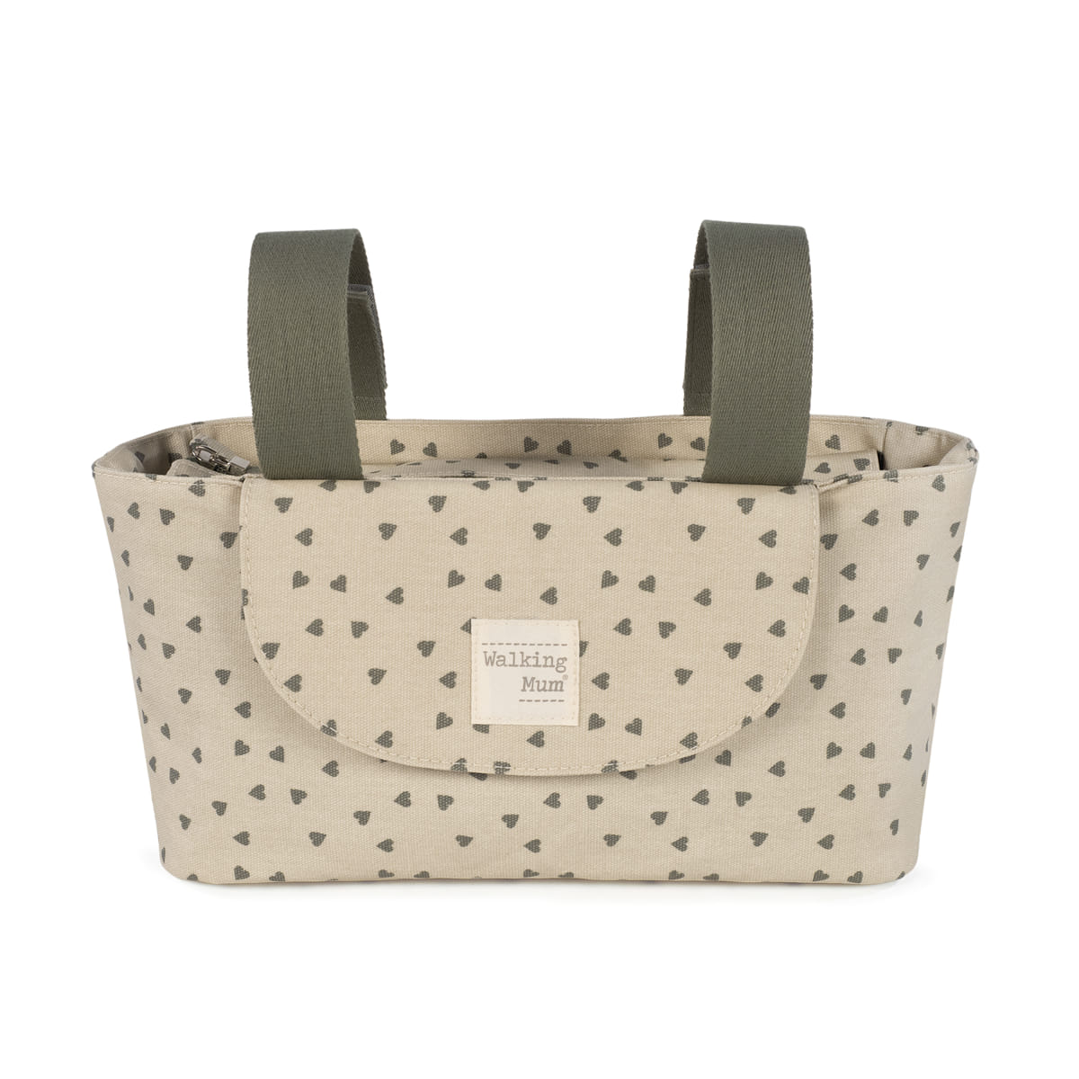 Walking Mum - Organizer passeggino cuori poppy muschio