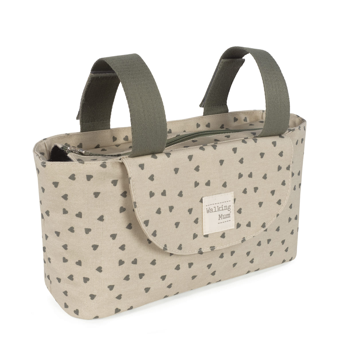 Walking Mum - Organizer passeggino cuori poppy muschio