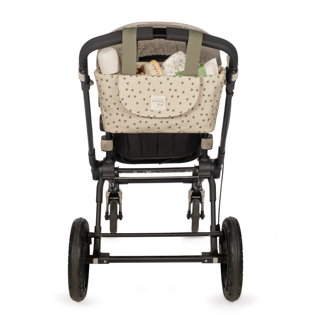 Walking Mum - Organizer passeggino cuori poppy muschio