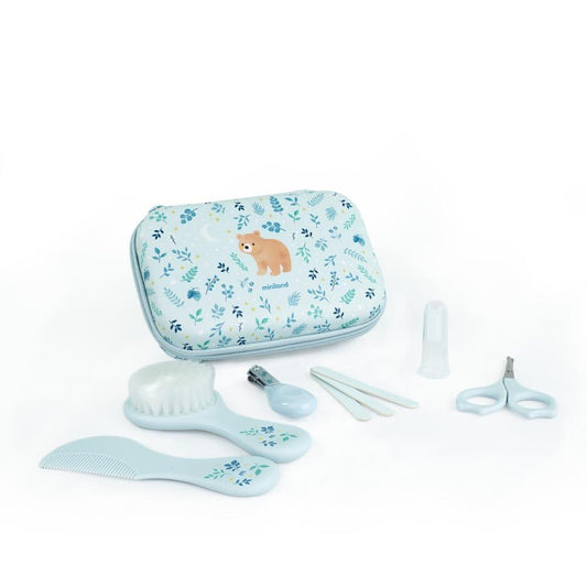 Miniland - Beauty-case con 6 accessori orso blu