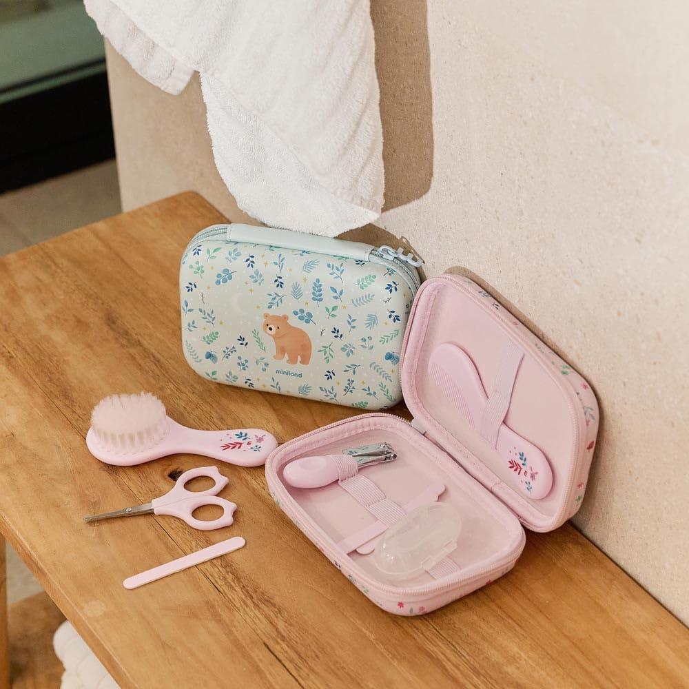 Miniland - Beauty-case con 6 accessori orso blu