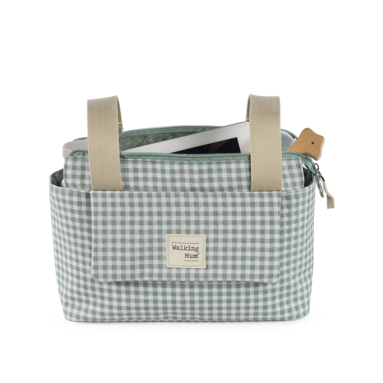 Walking Mum - Organizer passeggino I Love Vichy verde