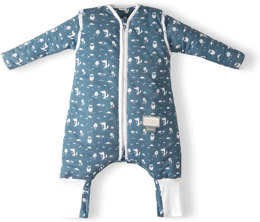 Nuvita - Sacco nanna con maniche e piedi blu floreale 1 anno