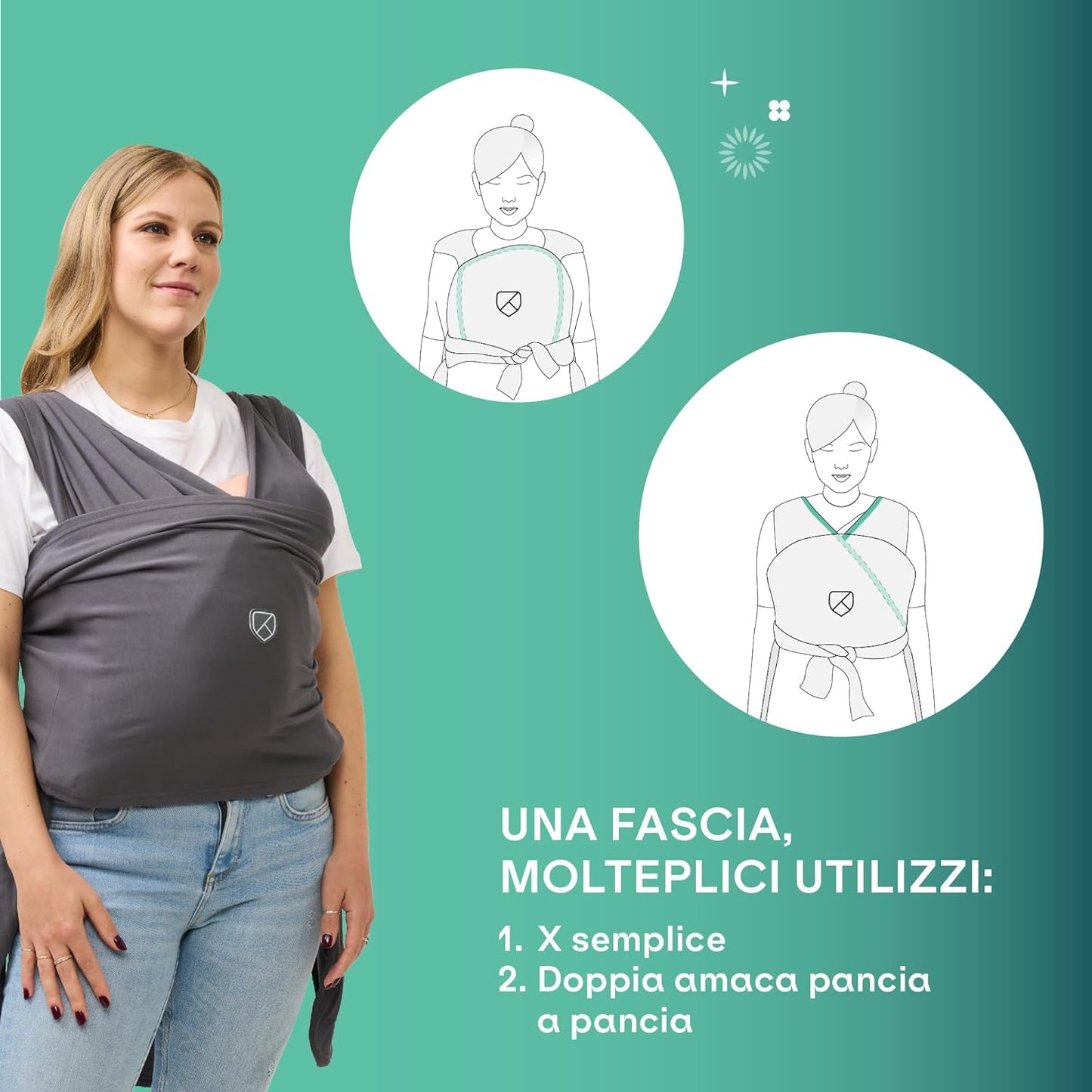 Fascia porta bebè - Koala cuddle band 2, grigio