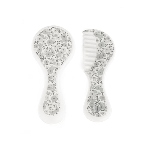 Pasito a Pasito - Set spazzola e pettine fiori grigio