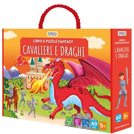 Sassi Junior - Libro e puzzle fantasy, Cavalieri e draghi
