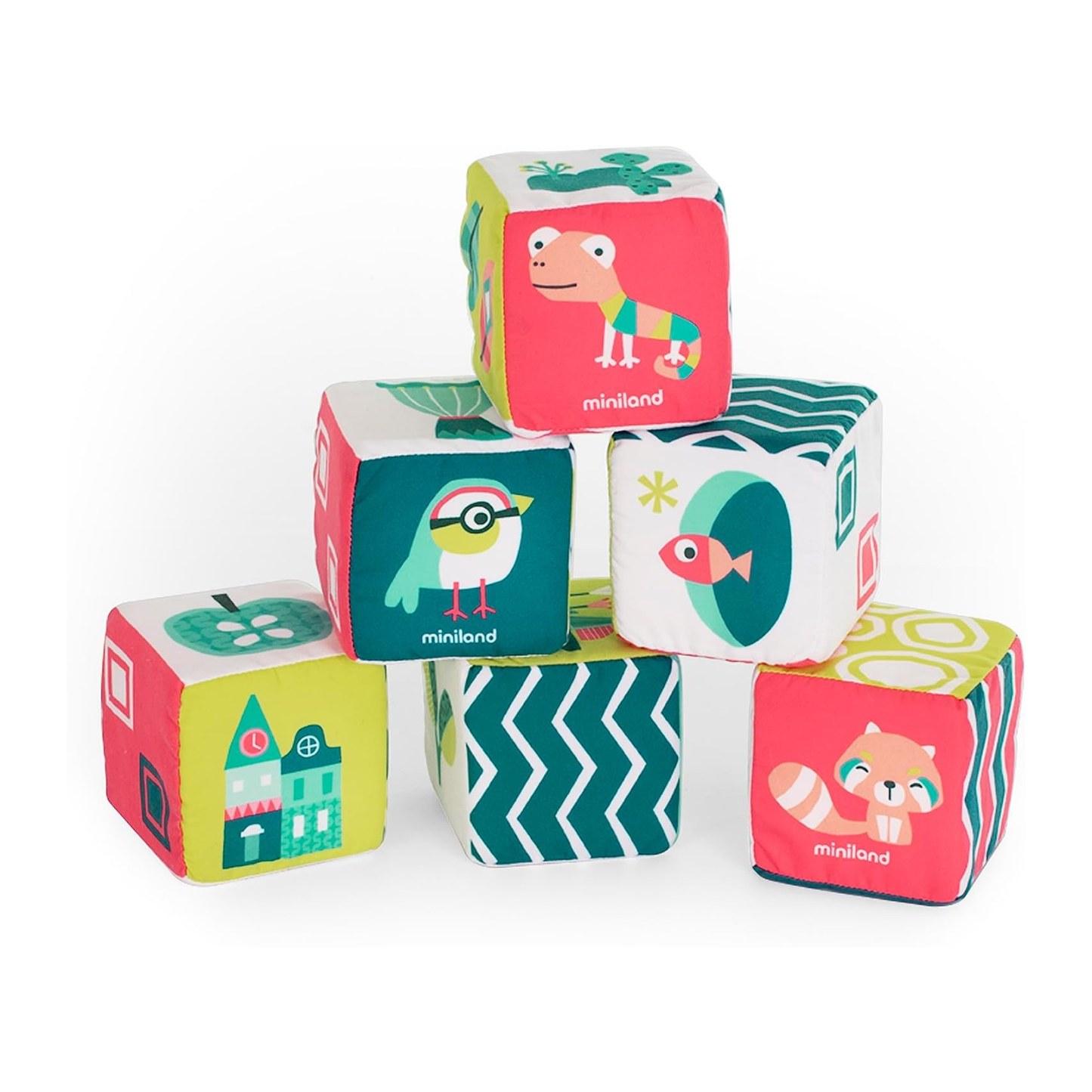 Miniland - Set 6 cubi morbidi colorati