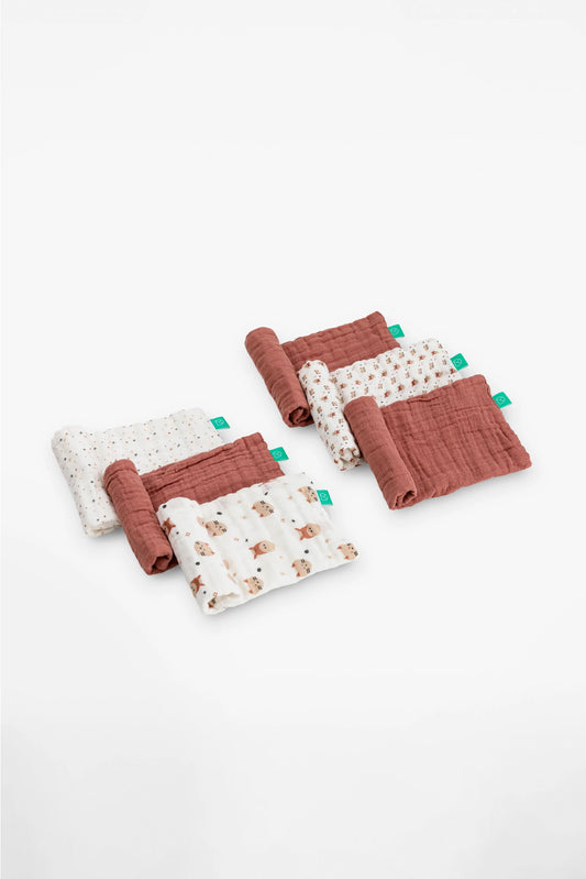 Set da 6 mussole, earth red - 30x30cm