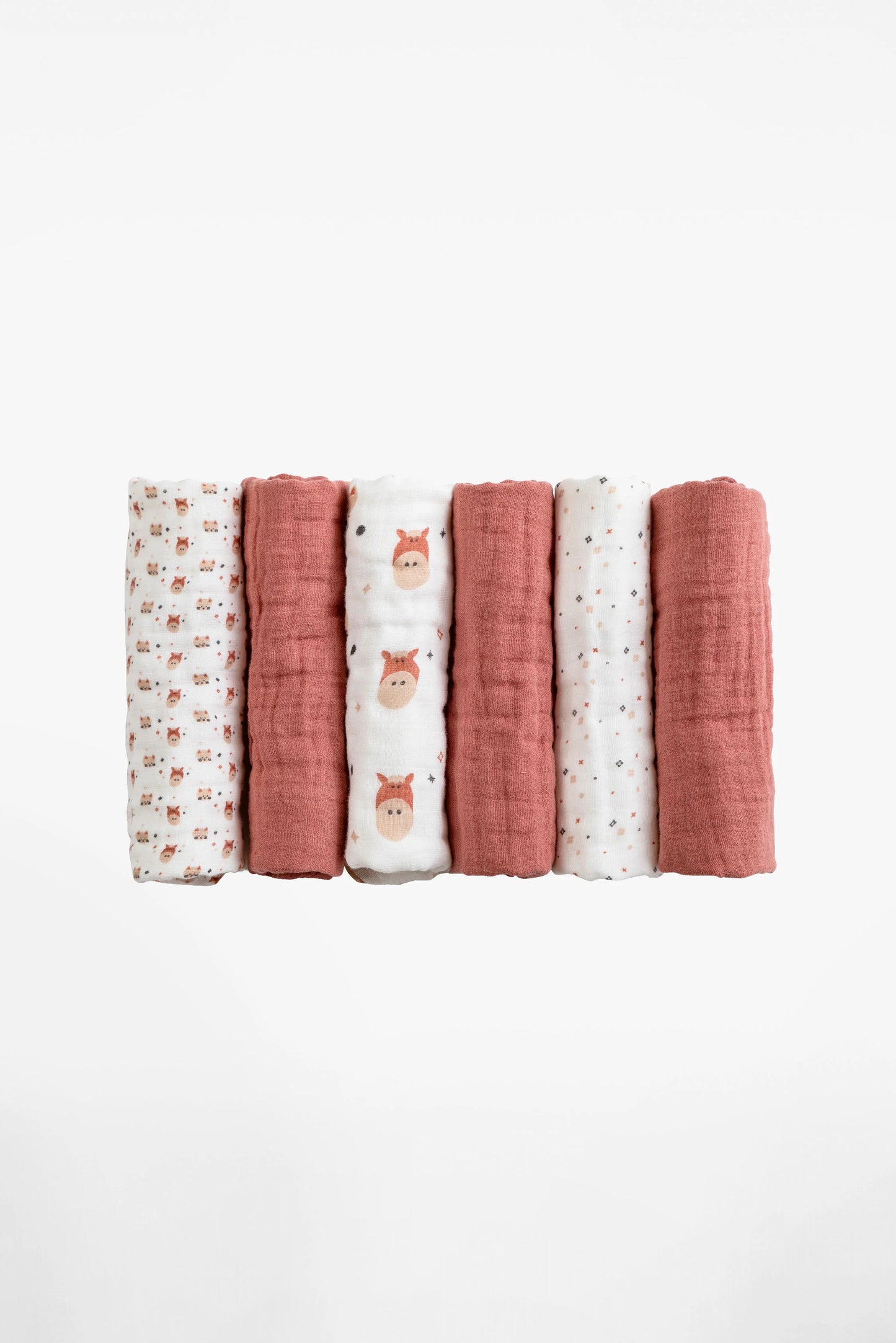 Set da 6 mussole, earth red - 30x30cm