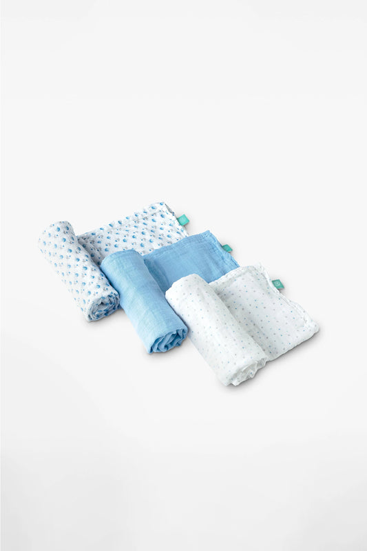 Set da 3 mussole, blue - 80x80cm