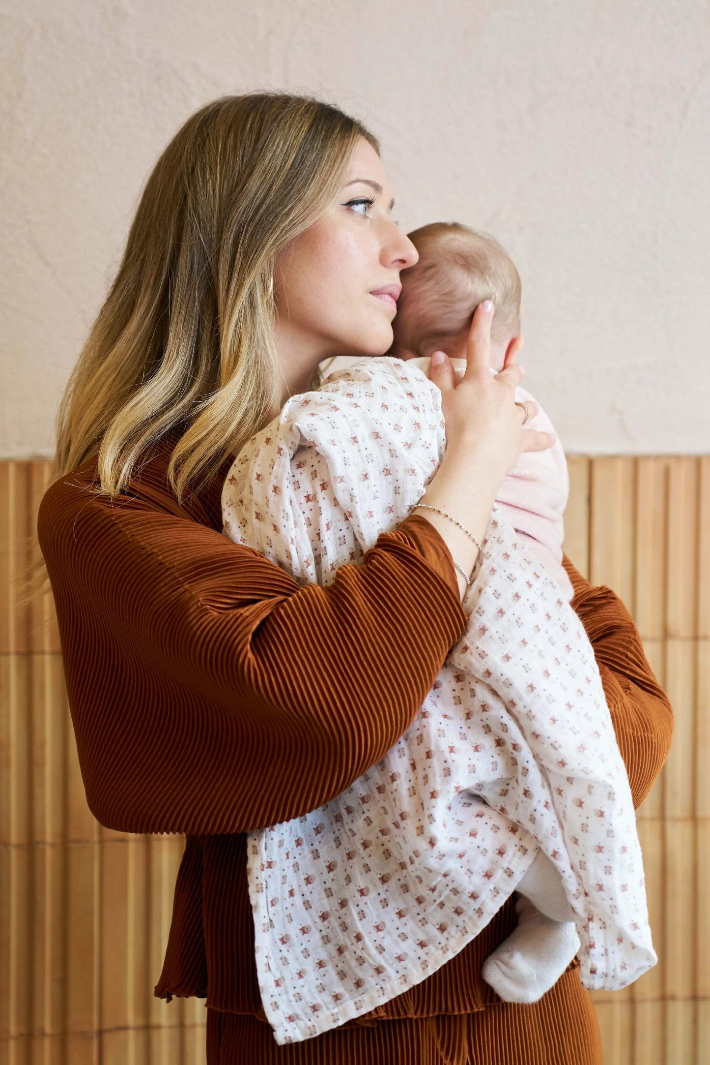 Set da 3 mussole, earth red - 80x80cm