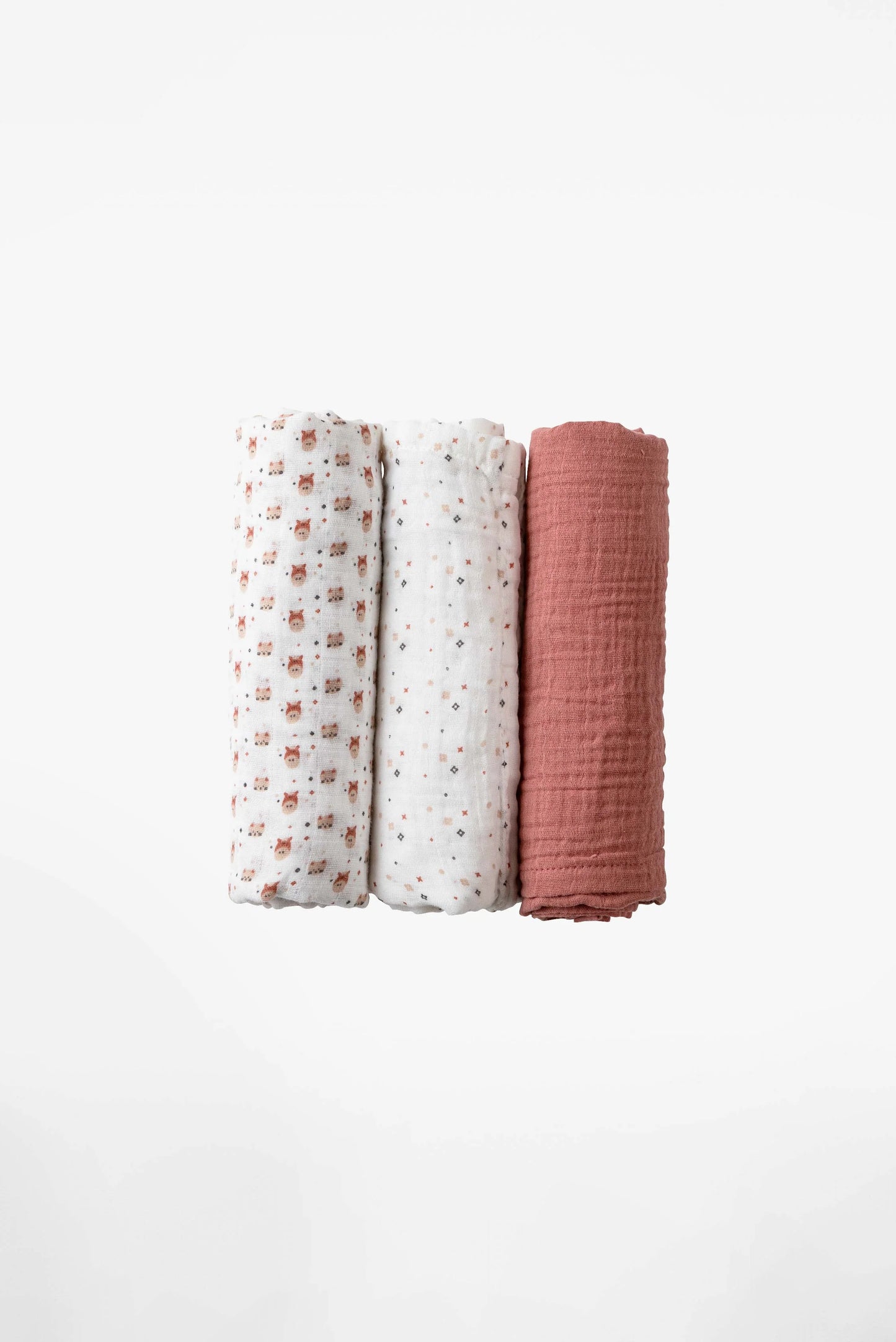 Set da 3 mussole, earth red - 80x80cm