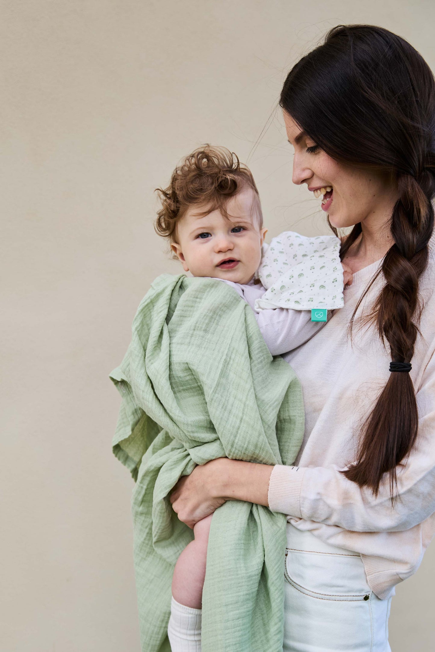 Set da 3 mussole, sage green - 80x80cm