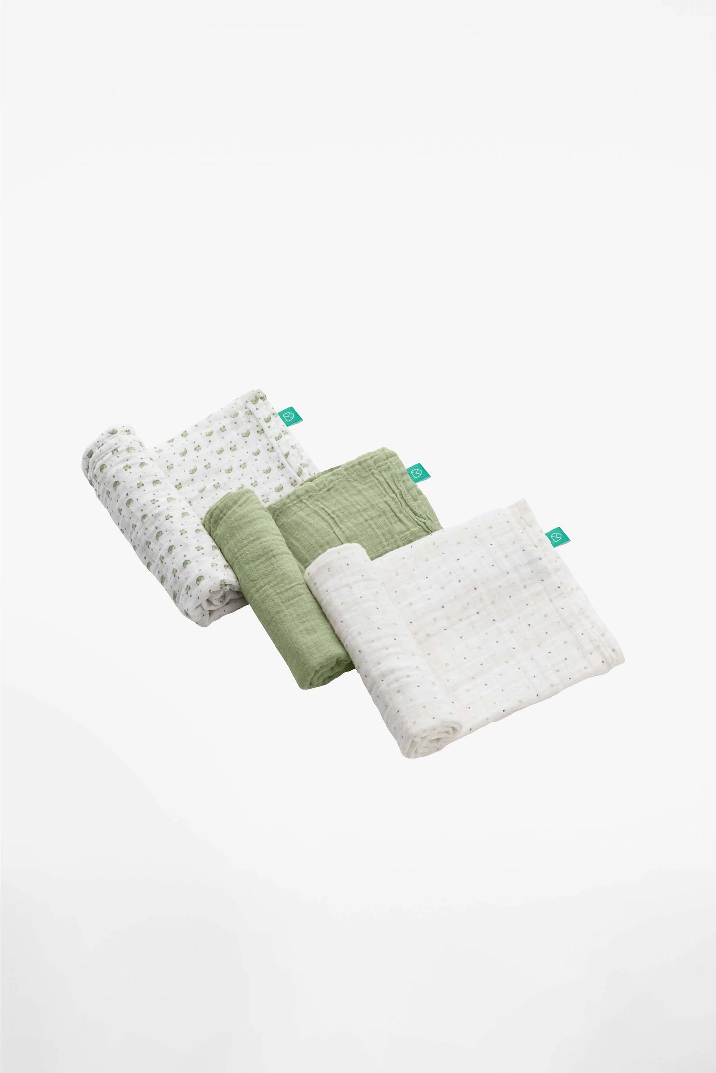 Set da 3 mussole, sage green - 80x80cm
