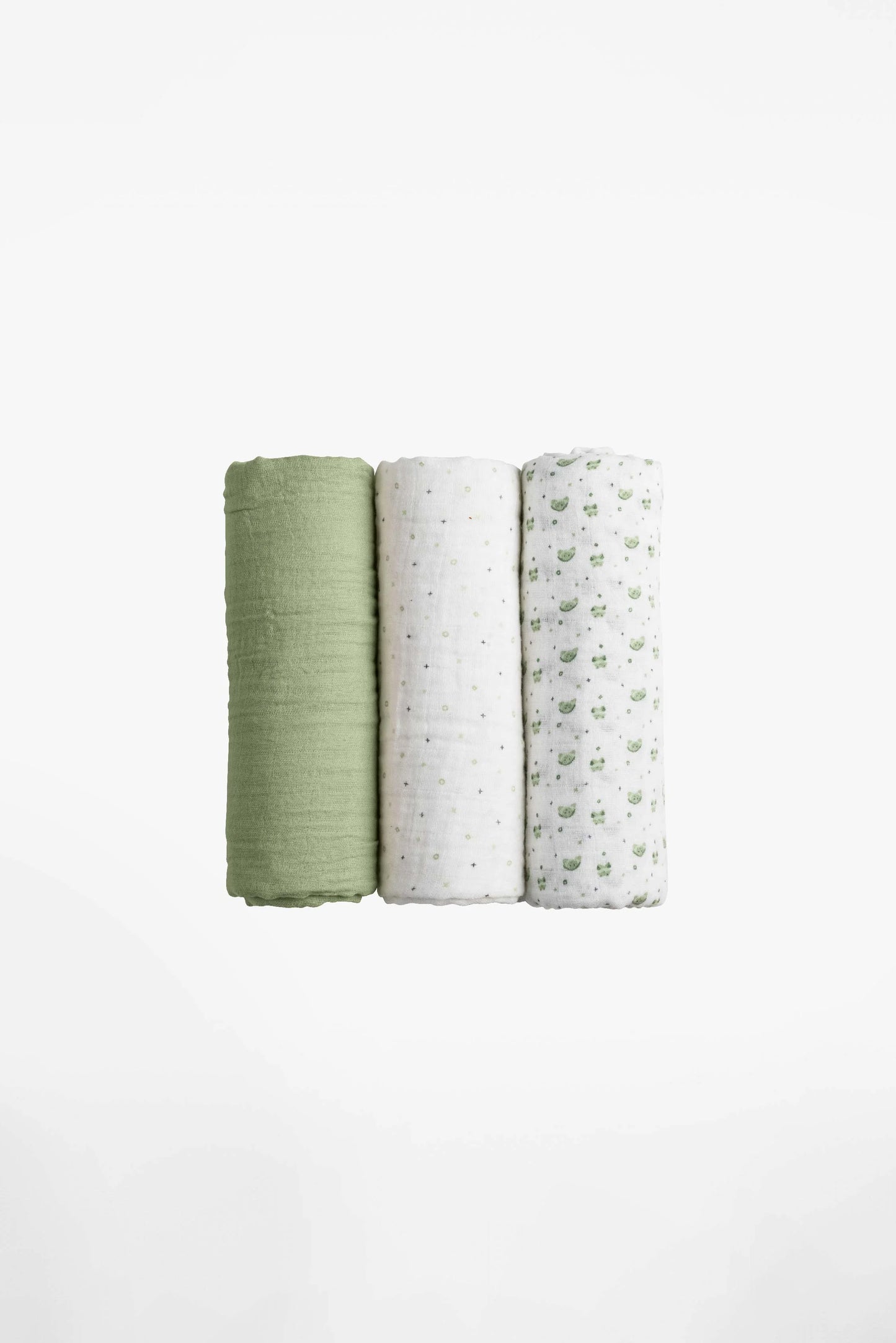 Set da 3 mussole, sage green - 80x80cm