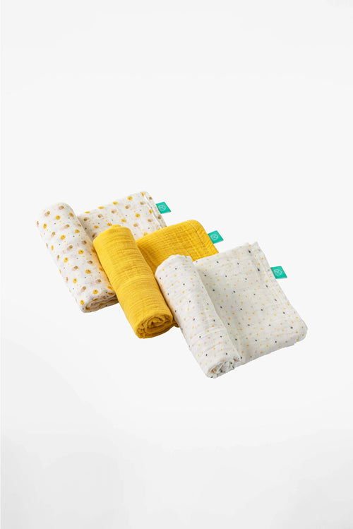 Set da 3 mussole, yellow - 80x80cm
