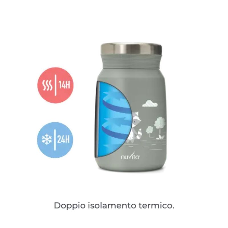 Nuvita - Contenitore termico in acciaio inox per cibi solidi e liquidi, 500ml Sage green