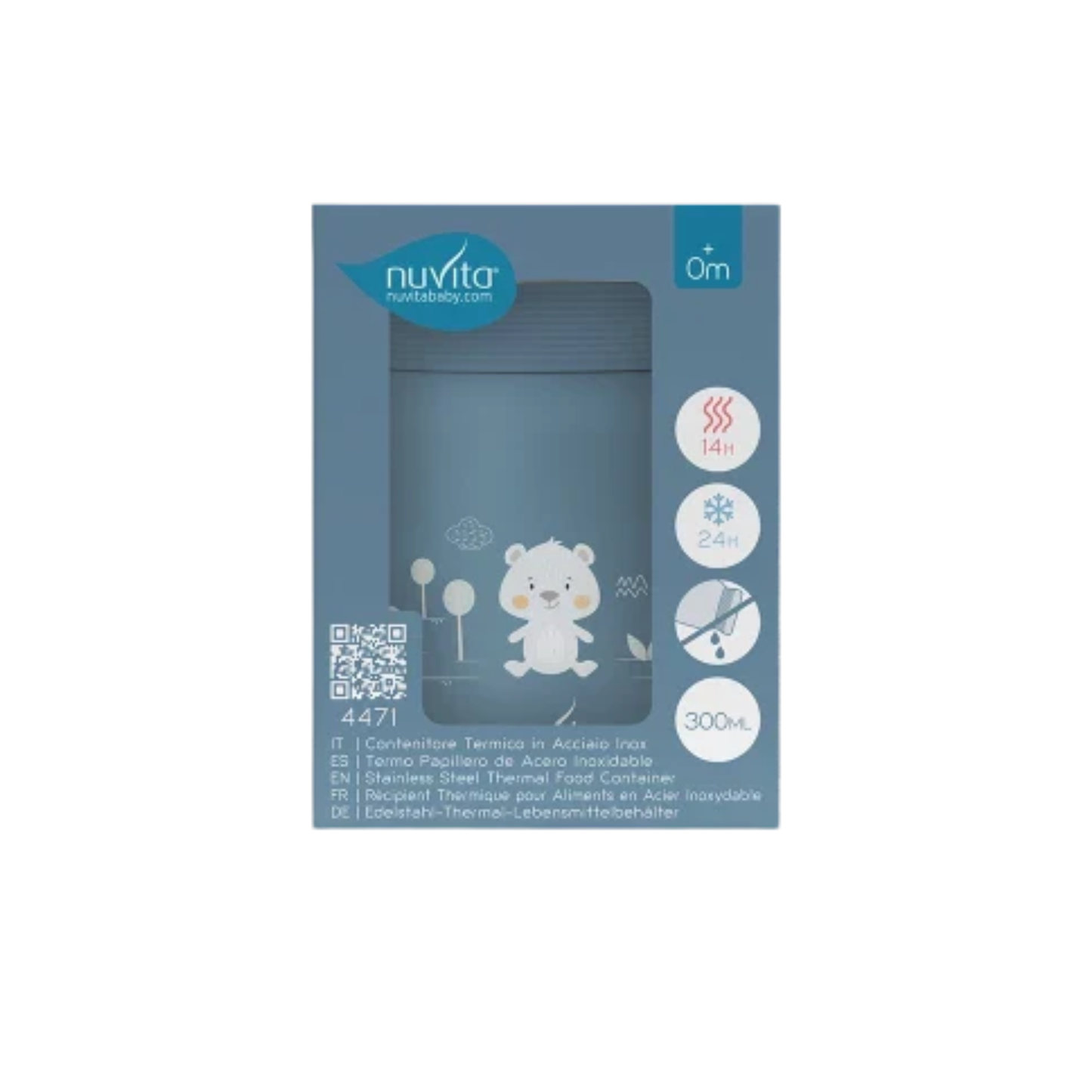 Nuvita - Contenitore termico in acciaio inox per cibi solidi e liquidi, 500ml Powder blu