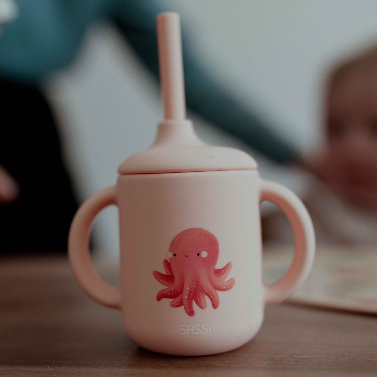 Sassi Junior Bicchiere con cannuccia in silicone polpo