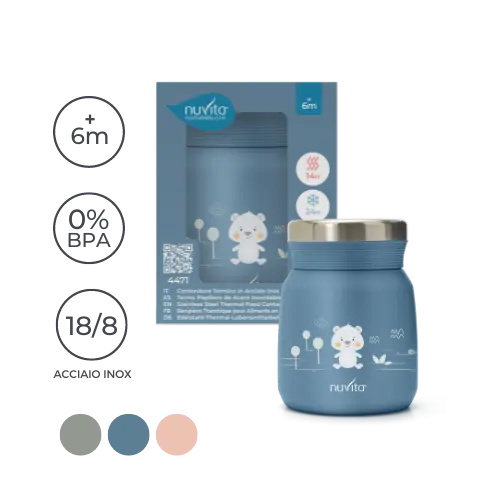 Nuvita - Contenitore termico in acciaio inox per cibi solidi e liquidi, 500ml Powder blu