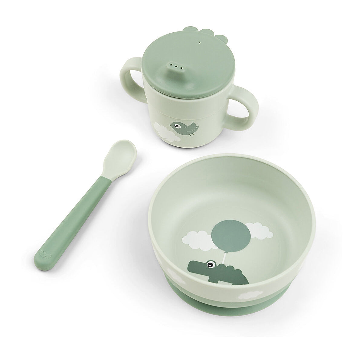 Done by Deer - Set pappa, ciotola tazza e cucchiaio - Happy Clouds verde