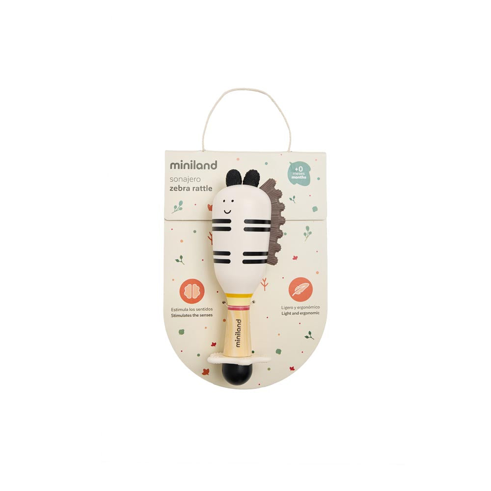 Miniland - Zebra rattle – nella confezione originale