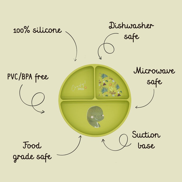 Sassi Junior Piatto in silicone tre scomparti dinosauro