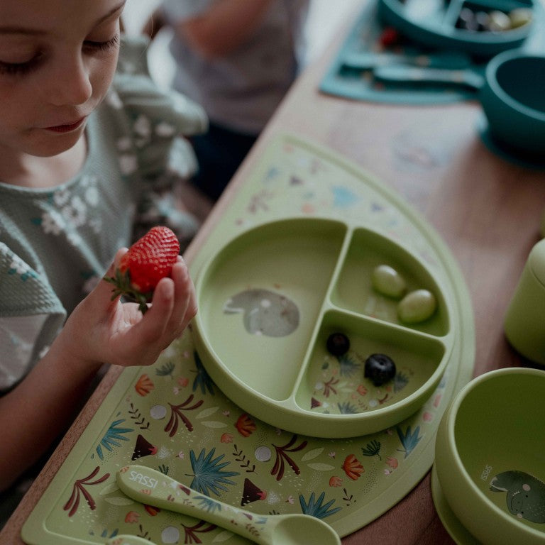 Sassi Junior Piatto in silicone tre scomparti dinosauro