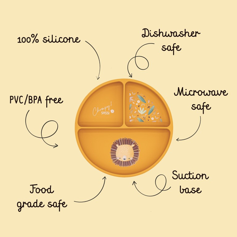 Sassi Junior Piatto in silicone tre scomparti leone