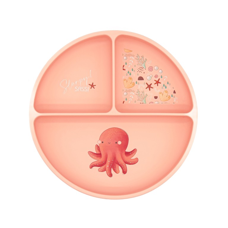 Sassi Junior Piatto in silicone tre scomparti polpo