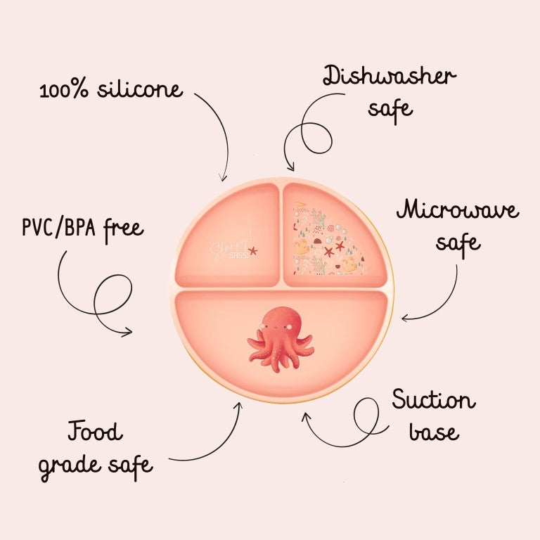 Sassi Junior Piatto in silicone tre scomparti polpo