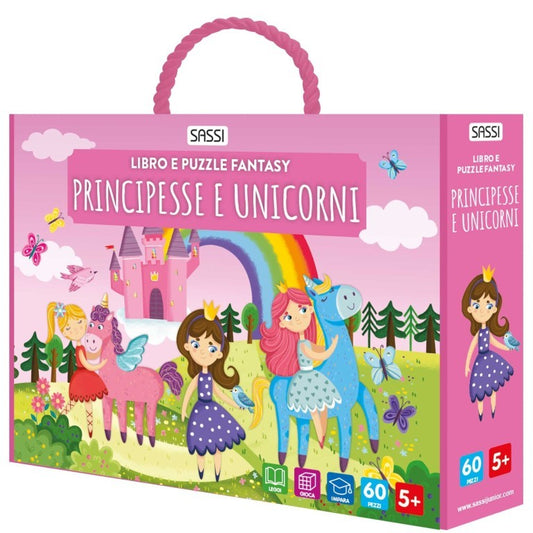 Sassi Junior - Libro e puzzle fantasy, Principesse e unicorni