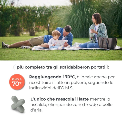 Nuvita - Mix 70, Scaldabiberon portatile universale con funzione di miscolamento fino a 70°